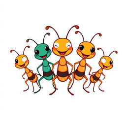 Logo featuring five friendly ants together, displaying a cheerful and cooperative vibe