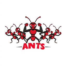 A logo featuring five heroic and strong ants, designed to convey friendship and unity