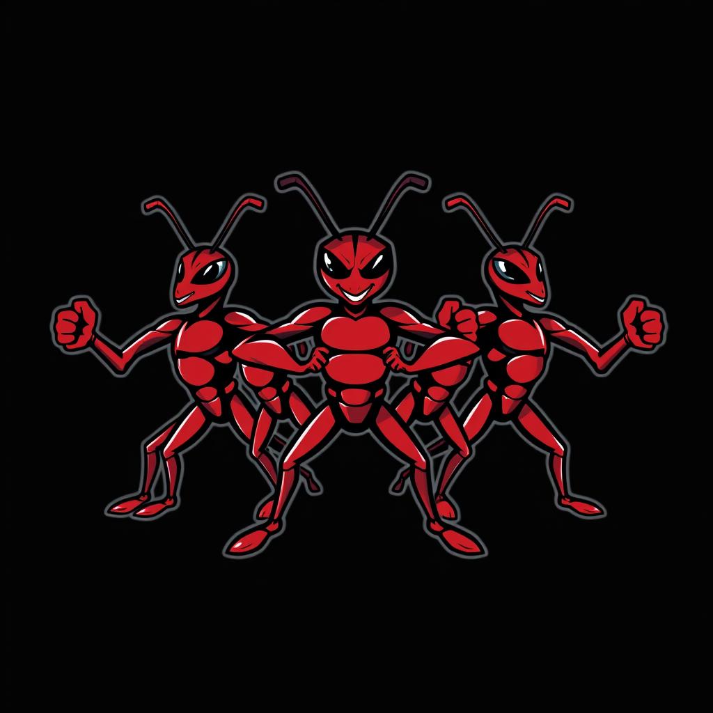 A logo featuring five heroic and strong ants, designed to convey friendship and unity