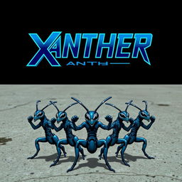 A dynamic logo for 'XANTHER', incorporating bold typography with a futuristic or tech-inspired design, possibly using a strong color palette like electric blue or neon green