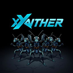 A dynamic logo for 'XANTHER', incorporating bold typography with a futuristic or tech-inspired design, possibly using a strong color palette like electric blue or neon green