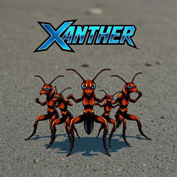 A dynamic logo for 'XANTHER', incorporating bold typography with a futuristic or tech-inspired design, possibly using a strong color palette like electric blue or neon green