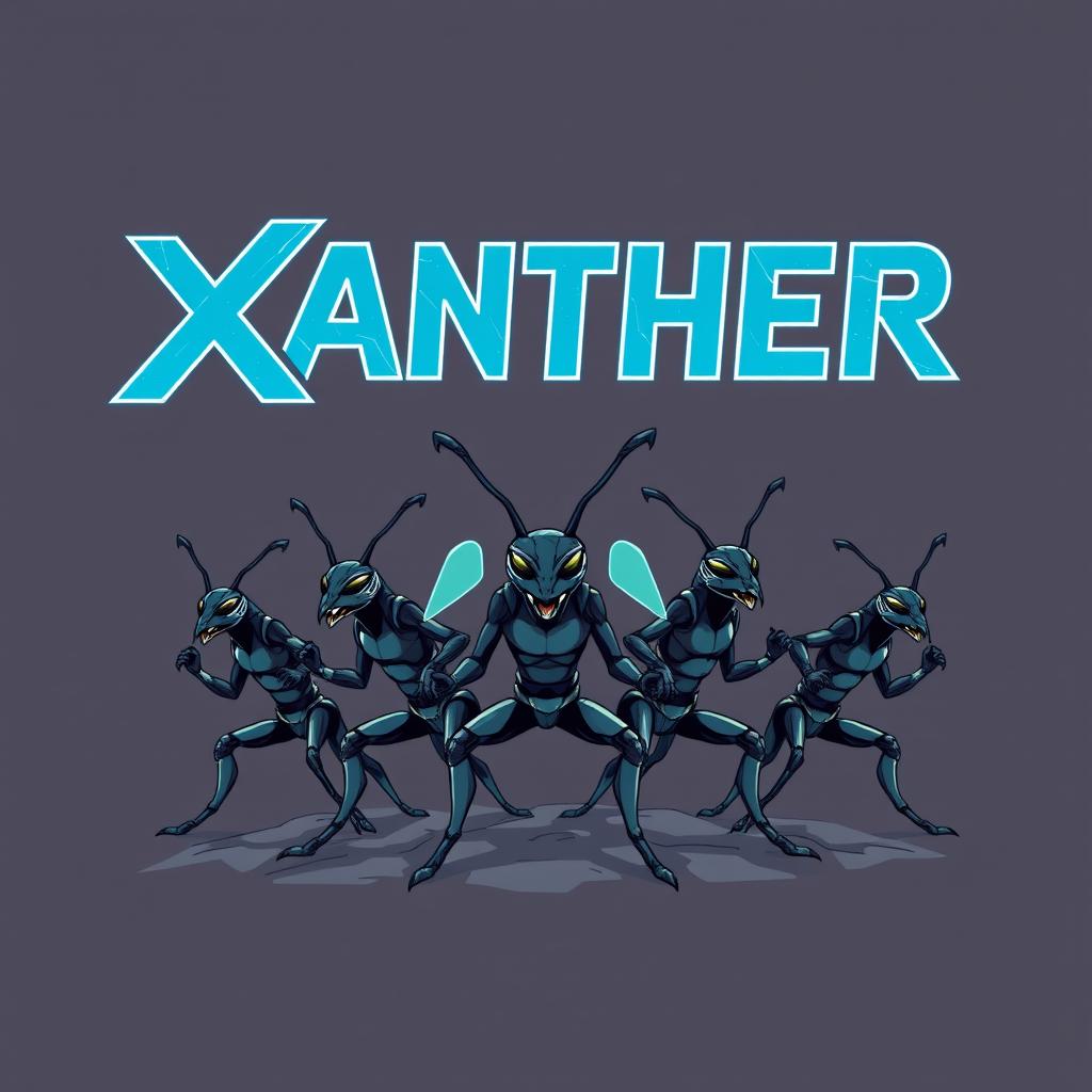 A dynamic logo for 'XANTHER', incorporating bold typography with a futuristic or tech-inspired design, possibly using a strong color palette like electric blue or neon green