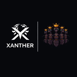 Design a logo for 'XANTHER' that conveys a sense of strength and regality, featuring clean lines and possibly incorporating a lion or eagle motif