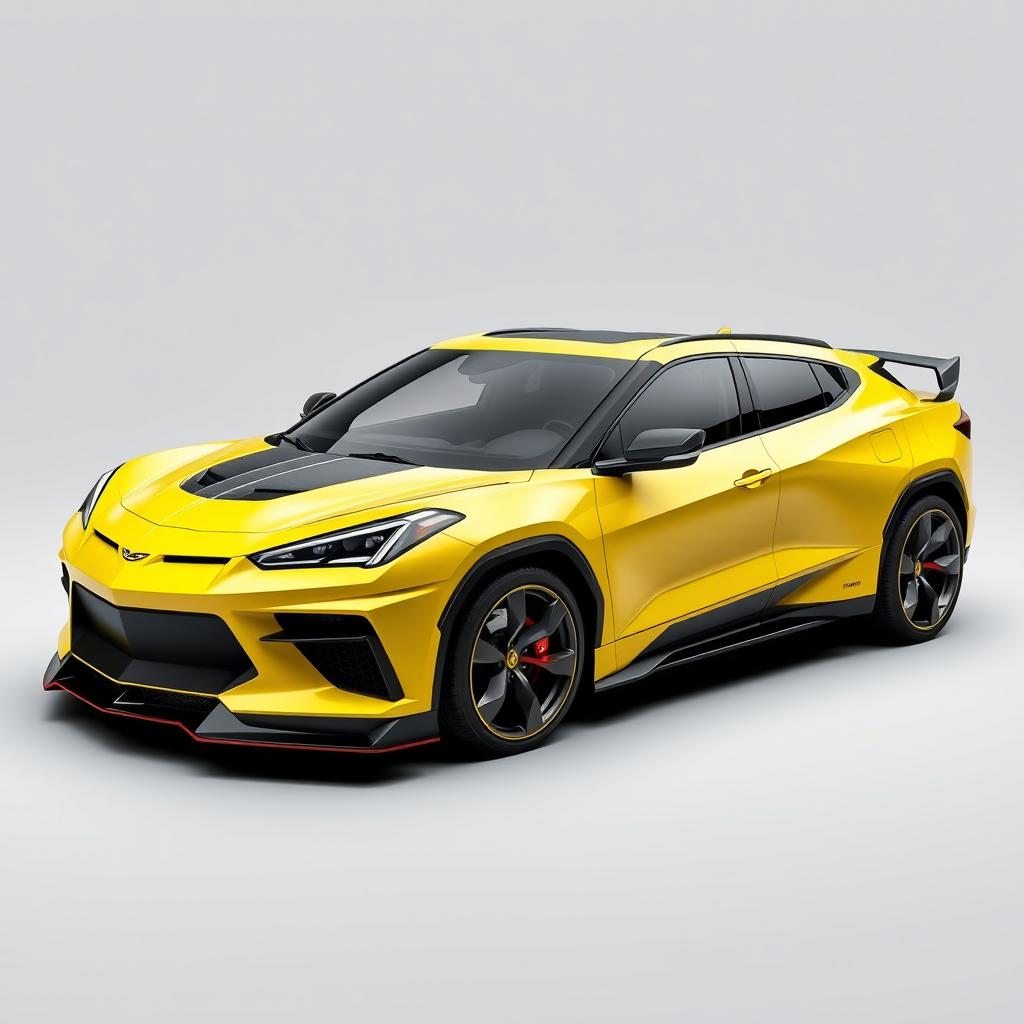 A cutting-edge CUV combining the distinctive design elements of a Corvette C8 and a Polestar 4