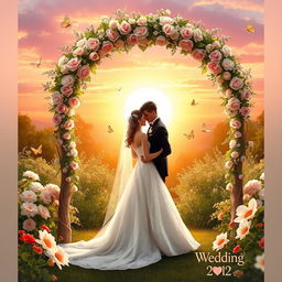 A romantic, dreamy scene depicting a wedding theme