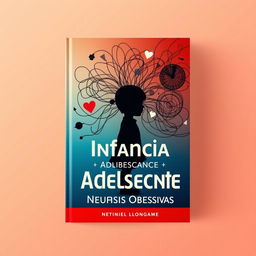 A book cover design featuring a symbolic representation of childhood and adolescence intertwined with elements of obsessive neuroses