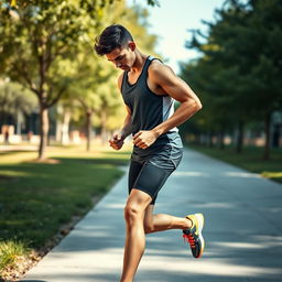 A captivating depiction of a stylish runner preparing for a run