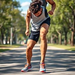 A captivating depiction of a stylish runner preparing for a run