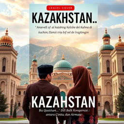 A novel cover for an Islamic adventure romance titled 'KAZAKHSTAN… Biz Qayta Kelemiz! Di Balik Konspirasi; antara Cinta dan Airmata'