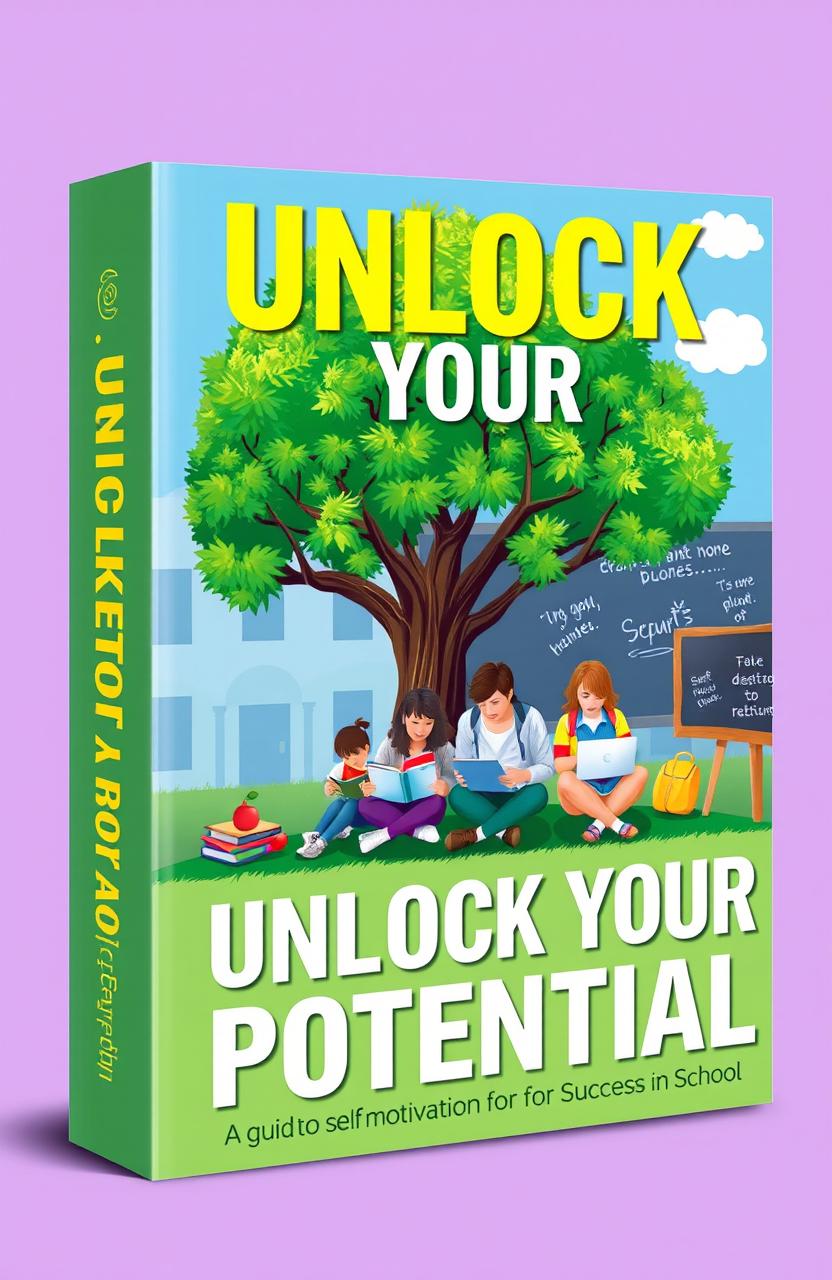 Cover design for an eBook titled 'Unlock Your Potential: A Guide to Self-Motivation for Success in School'