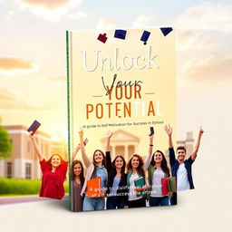 Design an eBook cover titled 'Unlock Your Potential: A Guide to Self-Motivation for Success in School'