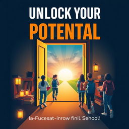 Design an eBook cover for 'Unlock Your Potential: A Guide to Self-Motivation for Success in School'