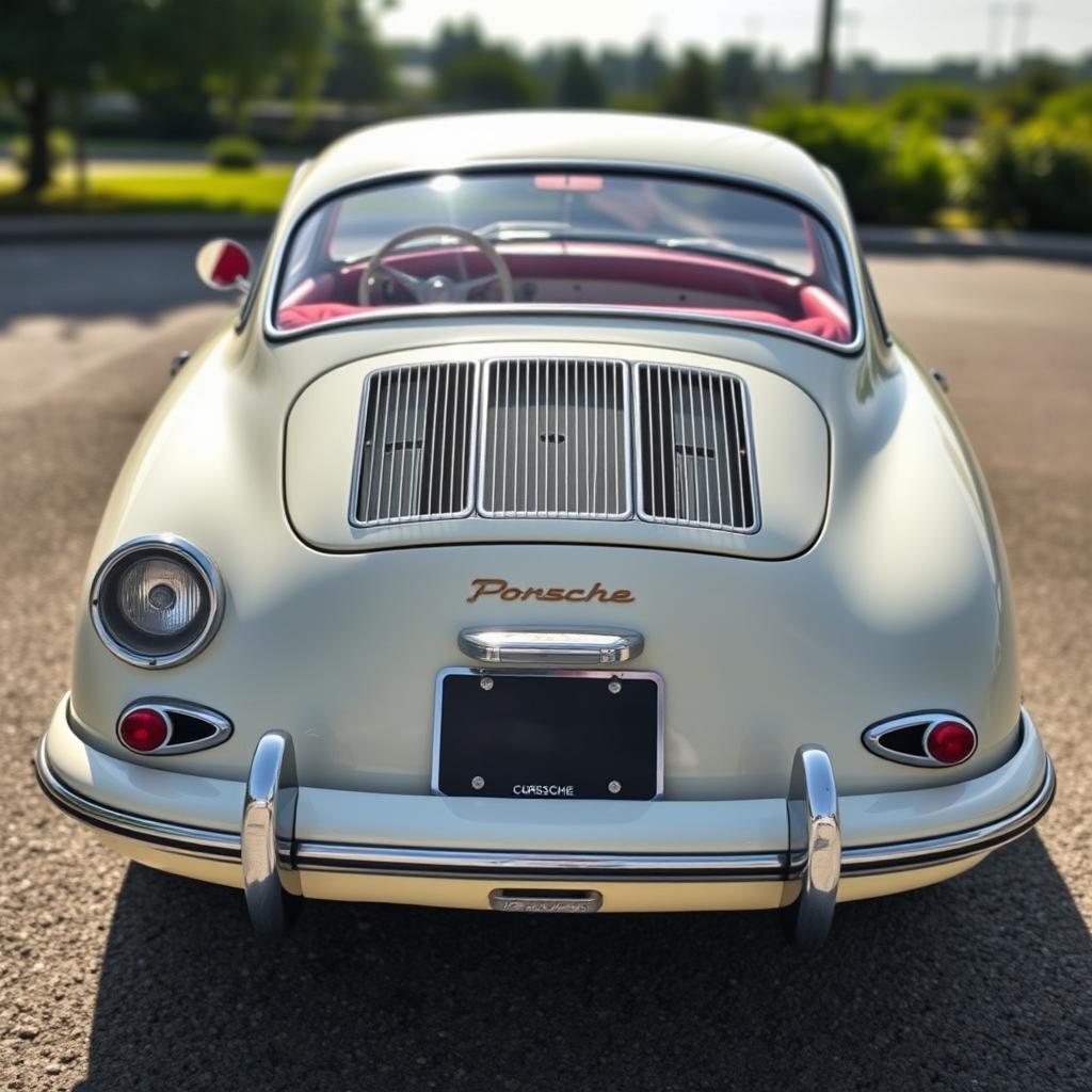 Classic 1962 Porsche 356 Coupé in its original ivory color featuring a luxurious red interior, distinctively highlighted by two rear grilles