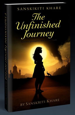 A thought-provoking book cover design for 'The Unfinished Journey (Between Spirituality and Self-Doubt)' by Sanskriti Khare