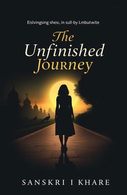 A thought-provoking book cover design for 'The Unfinished Journey (Between Spirituality and Self-Doubt)' by Sanskriti Khare