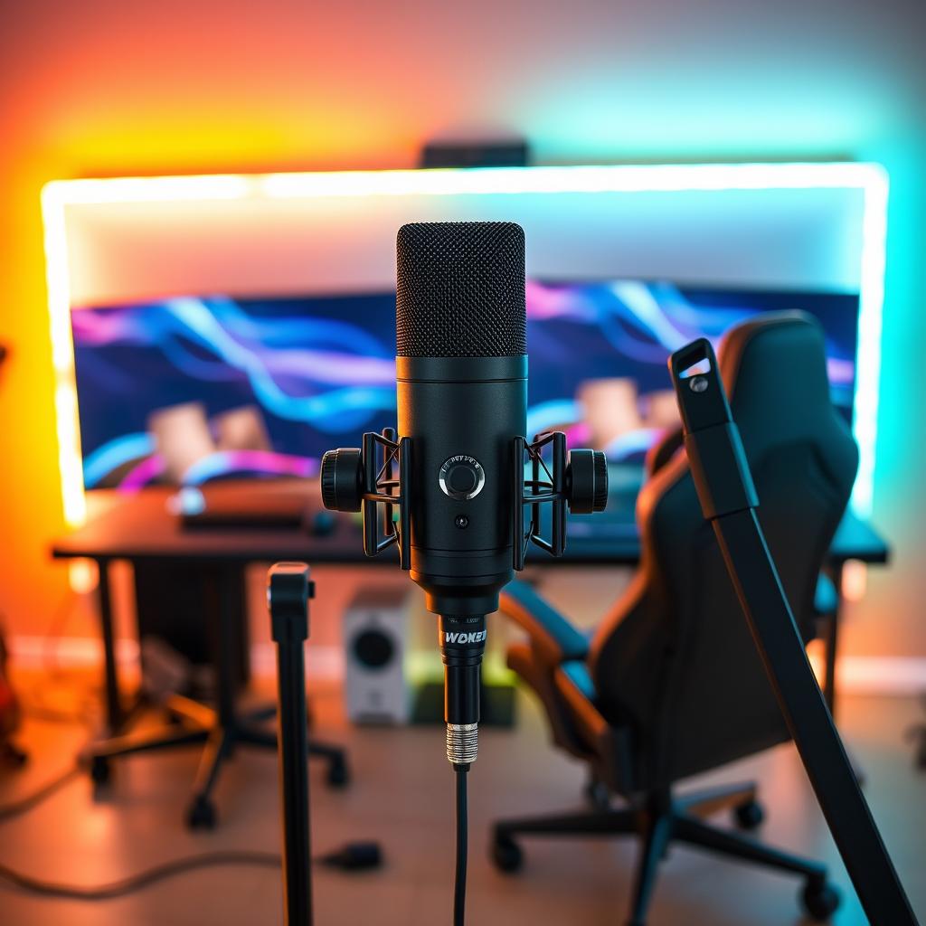 A modern streaming setup featuring the ideal microphone for aspiring streamers