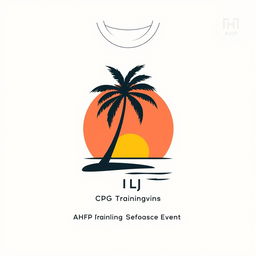 Simple T-shirt design with a Bali theme, featuring a minimalistic graphic of a palm tree and a sunset