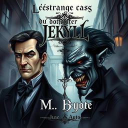 A book cover illustration for "L'étrange cas du docteur Jekyll et M