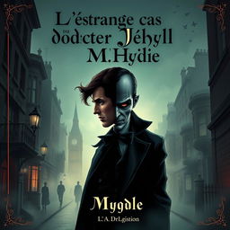 A book cover illustration for "L'étrange cas du docteur Jekyll et M