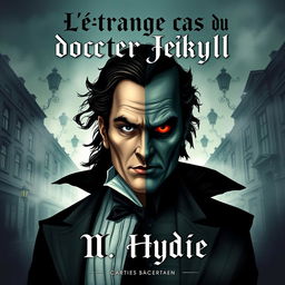 A book cover illustration for "L'étrange cas du docteur Jekyll et M