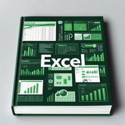 A book cover design showcasing various Excel spreadsheet forms in dark green shades