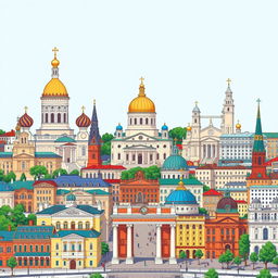 Illustrate the most famous landmarks of Kyiv, showcasing a vibrant urban landscape filled with historic and iconic structures