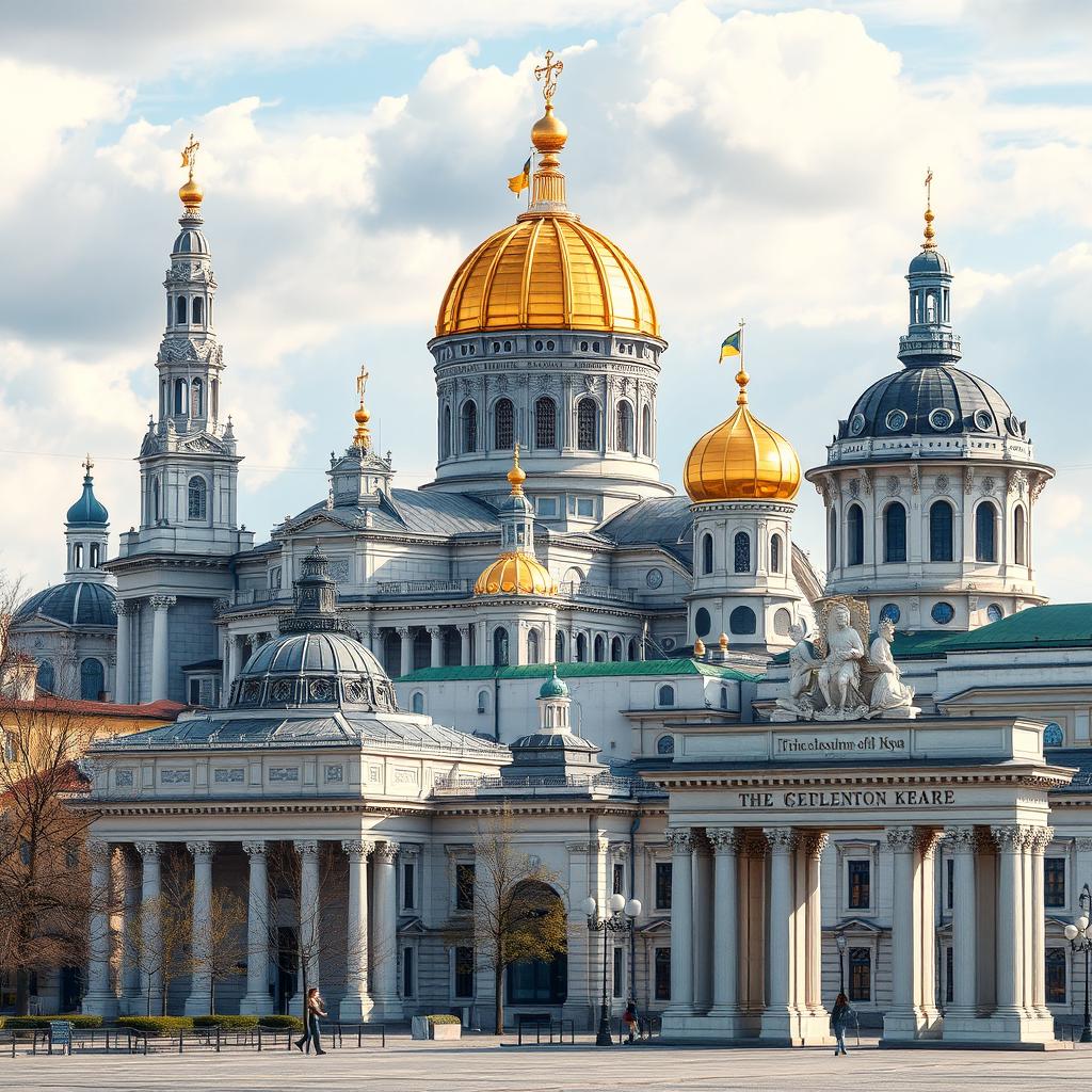 Photorealistic depiction of the most famous architectural landmarks of Kyiv, Ukraine