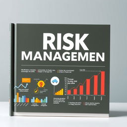 A book cover featuring illustrations depicting the concept of risk management, with visual elements such as charts and graphs