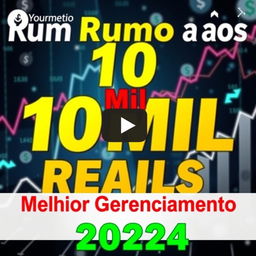 A striking YouTube thumbnail for a video titled "Rumo aos 10 Mil Reais: Melhor Gerenciamento para Opções Binárias 2024"