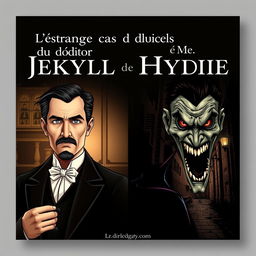 A sophisticated and engaging book cover for "L'étrange cas du docteur Jekyll et de Mr