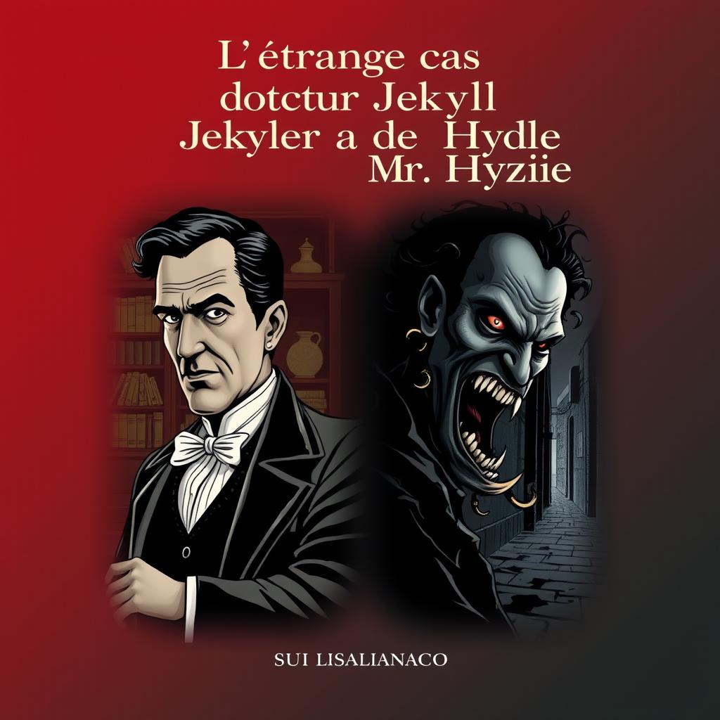 A sophisticated and engaging book cover for "L'étrange cas du docteur Jekyll et de Mr