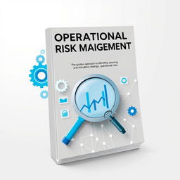 A book cover designed for Operational Risk Management, featuring elements that symbolize the systematic approach to identifying, assessing, and mitigating operational risks