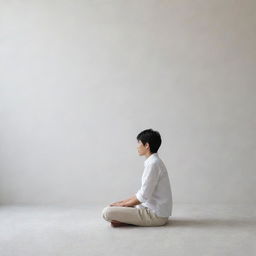 A person sitting comfortably on the ground, no chair needed, displaying a sense of simplicity and minimalism.