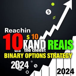 Creative and eye-catching YouTube thumbnail focused on "Reaching 10 thousand reais using the best binary options strategy 2024"