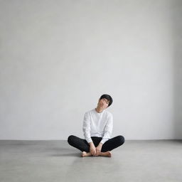 A person sitting comfortably on the ground, no chair needed, displaying a sense of simplicity and minimalism.