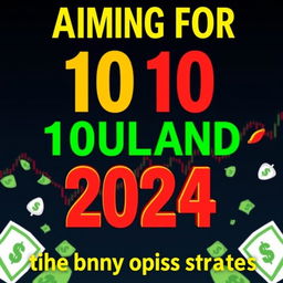 YouTube thumbnail with a theme of "Aiming for 10 thousand reais using the best binary options strategy 2024"