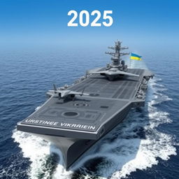 The year is 2025, and a stealth-themed futuristic Ukrainian aircraft carrier is cruising through the Black Sea