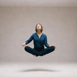 A person sitting cross-legged as if suspended magically in mid-air, sparking curiosity and wonder.