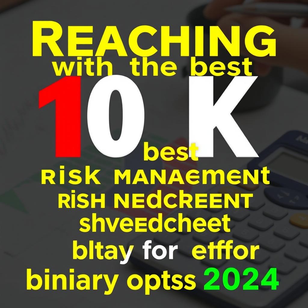 YouTube thumbnail themed around "Reaching 10K with the best risk management spreadsheet for binary options 2024"