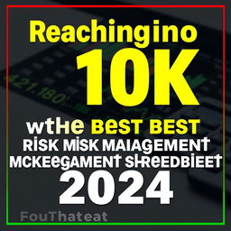 YouTube thumbnail themed around "Reaching 10K with the best risk management spreadsheet for binary options 2024"