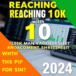 YouTube thumbnail themed around "Reaching 10K with the best risk management spreadsheet for binary options 2024"