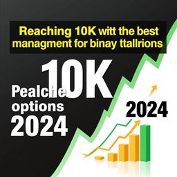 YouTube thumbnail themed around "Reaching 10K with the best management for binary options 2024"