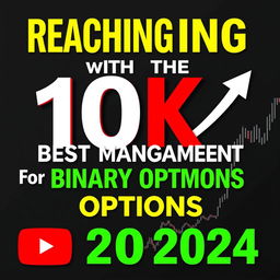 YouTube thumbnail themed around "Reaching 10K with the best management for binary options 2024"