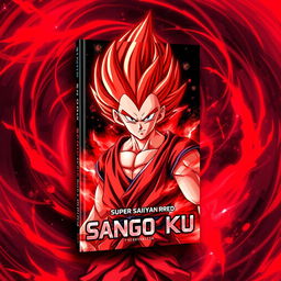 A dynamic and energetic book cover featuring Sango Ku in his Super Saiyan Red form