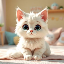 A cute, fluffy cat with soft white fur and a gentle expression