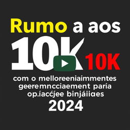 YouTube thumbnail with titles in Portuguese, featuring the theme "Rumo aos 10K com o melhor gerenciamento para opções binárias 2024"