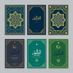 A collection of five distinct Islamic modern book cover designs, each showcasing a harmonious blend of traditional and contemporary elements