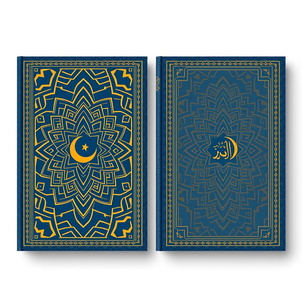 A front and back book cover design with an Islamic feel, characterized by simple and classic elements