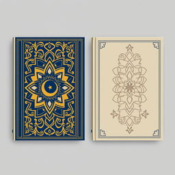 A front and back book cover design with an Islamic feel, characterized by simple and classic elements